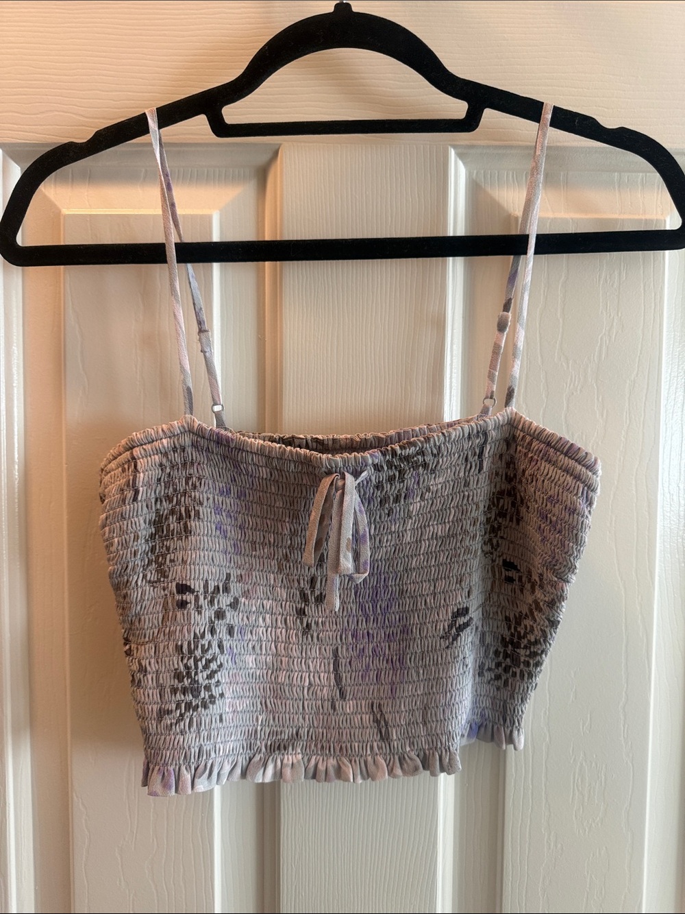 Aritzia Lavender Smocked Floral Crop Cami